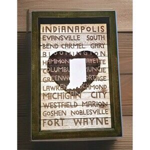 Rustic Indiana City Sign Wall Decor Wood Art Indiana Cities State Map Heart